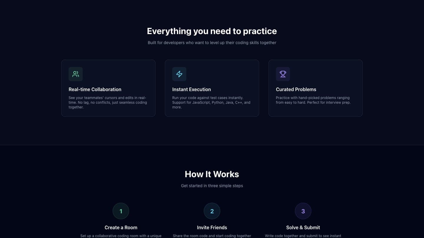 Collaboration, instant execution and curated problems